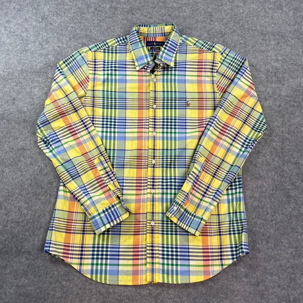 Ralph Lauren Mens Shirt XL Multi-color Plaid Stretch Long Sleeve Slim Fit - Picture 2 of 12